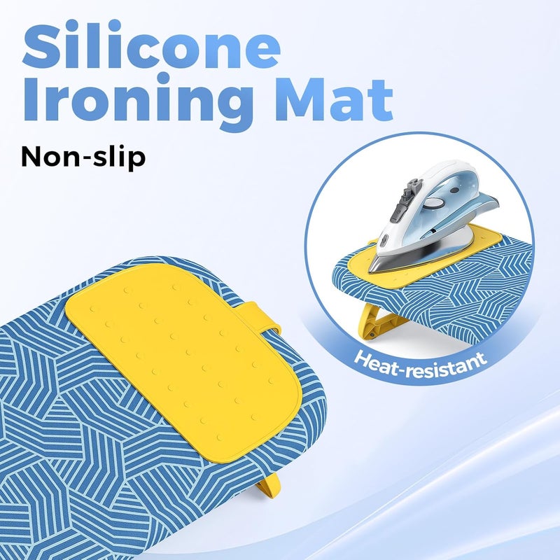 KINGBOARD Tabletop Ironing Board, Small Ironing Board with Iron Holder, Foldable Mini Iron Board, Easy Storage for Travel & Dorm, 12x32 Blue - Image 5